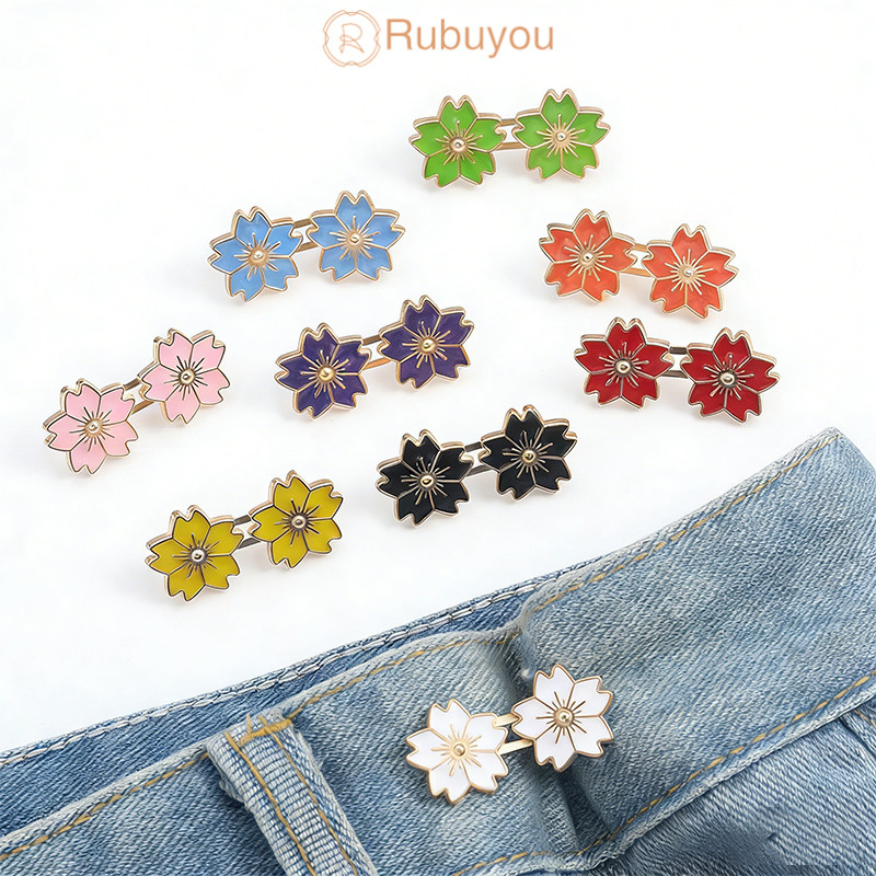 Rubuyou ไม่ต้องใช้ตะปู ไม่ต้องเย็บ ดอกไม้ ตัวล็อกเอว ถอดได้ กระดุม ชุดเดรส อุปกรณ์รัดเอว-COD💕