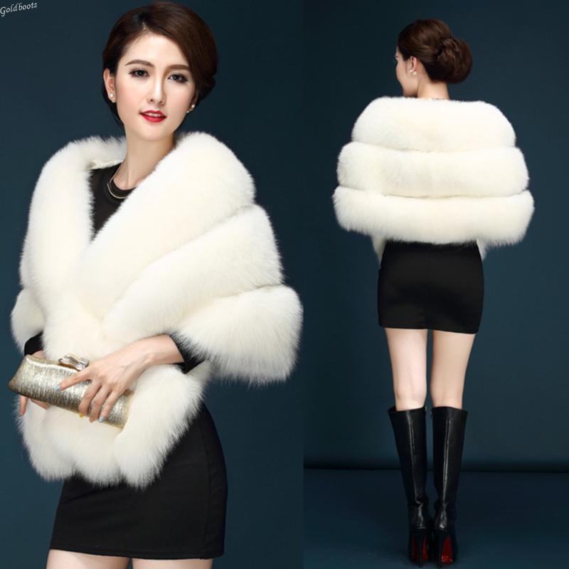 ผ้าคลุมไหล่แฟชั่น femur faux fur สำหรับฤดูหนาว ออกแบบ V คอ เหมาะสำหรับเจ้าสาวในงานแต่งงาน