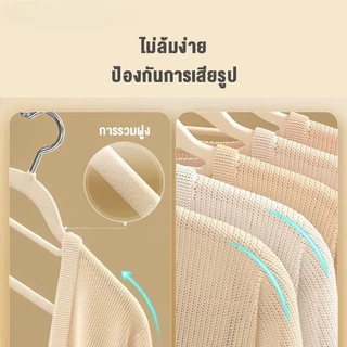 ไม้แขวนเสื้อ ไม้แขวนเสื้อหุ้มด้วยผ้ากำมะหยี่ ขอบกันลื่น/ร่องกันลื่น ตะขอหมุนได้ 360 องศา [เนื้อกำมะหยี่]