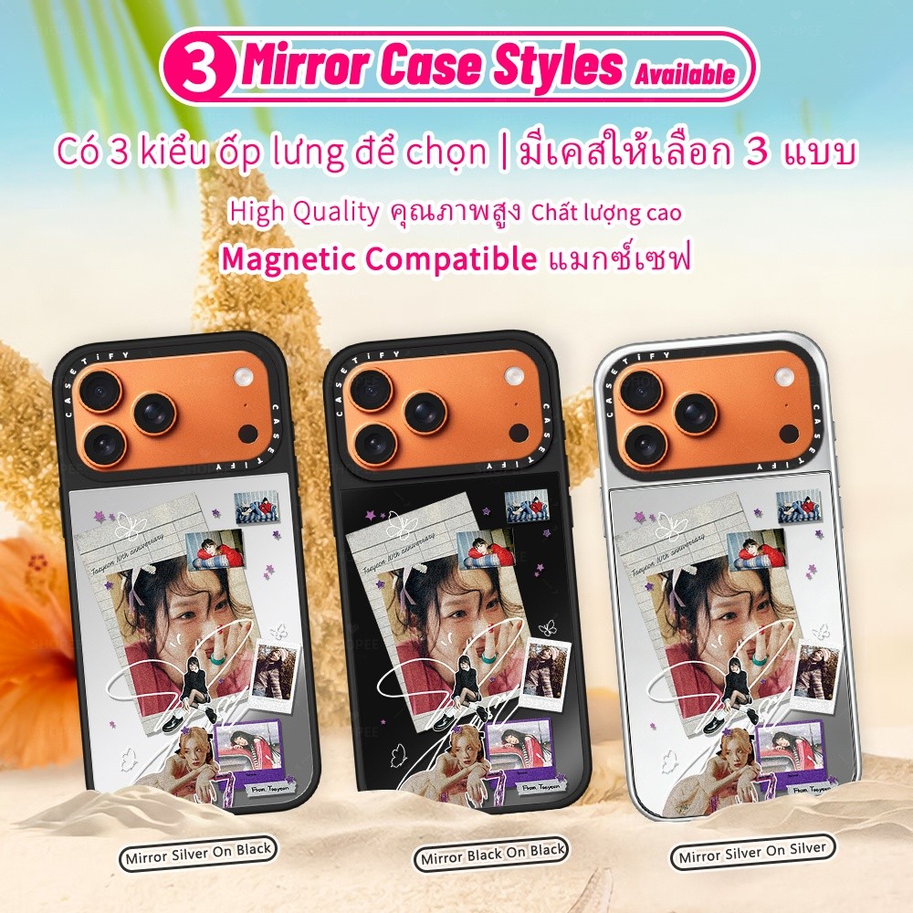 CASETIFY TAEYEON Photo Collage เกาหลี K-pop Idol Minimalist Cool กระจกกันกระแทกแม่เหล็กเคสโทรศัพท์สํ