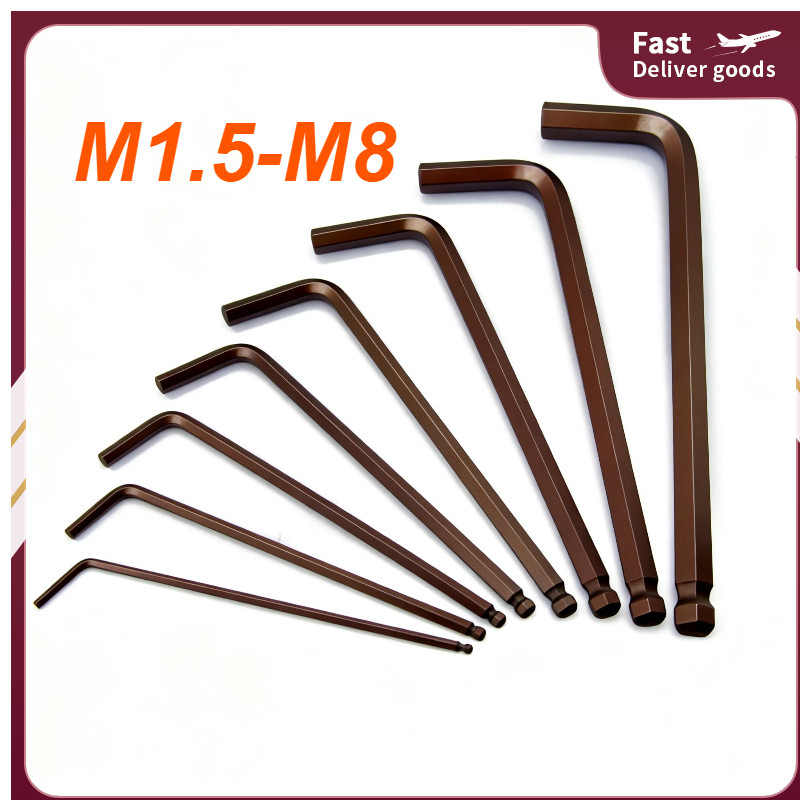 ประแจแอลหกเหลี่ยม หัวบอล เหล็ก S2 ขนาด 1.5 2.0 2.5 3.0 4.0 5.0 6.0 8.0 mm / S2 Steel Ball Point Hex 