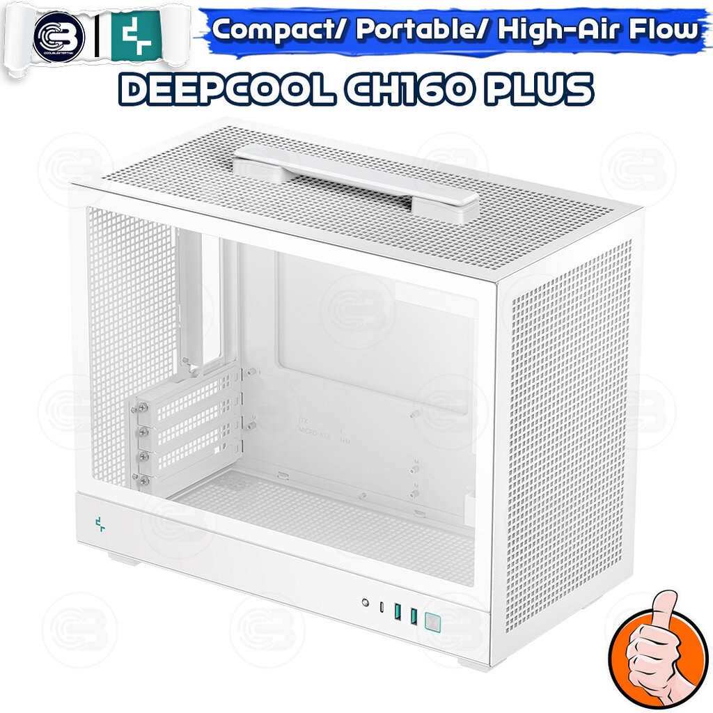 [CoolBlasterThai] DEEPCOOL CH160 PLUS WHITE M-ATX High-Airflow PC Case ประกัน 1 ปี