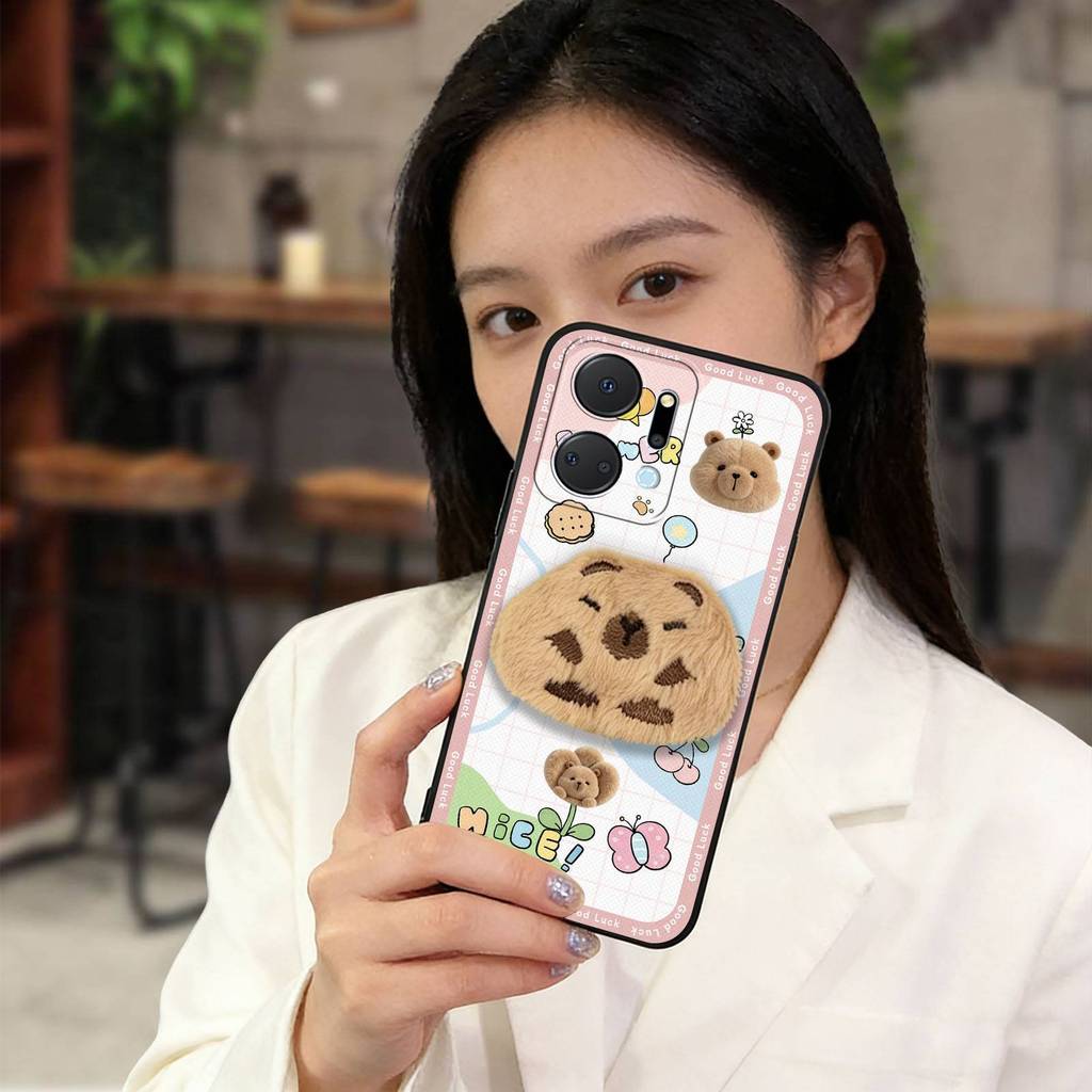 กันกระแทกตุ๊กตาเคสโทรศัพท์สําหรับ Honor X7a/Play7T 5G ป้องกันสามมิติสกปรกป้องกันฝุ่น TPU ผ้า Patch ก