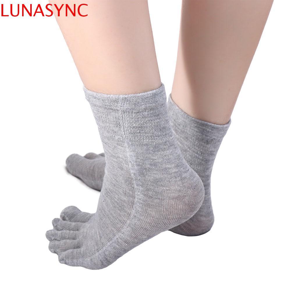 LUNASYNC Toe Socks Running Good Quality Ankle Crew Socks No Show Socks Cotton Breathable Protect Ank