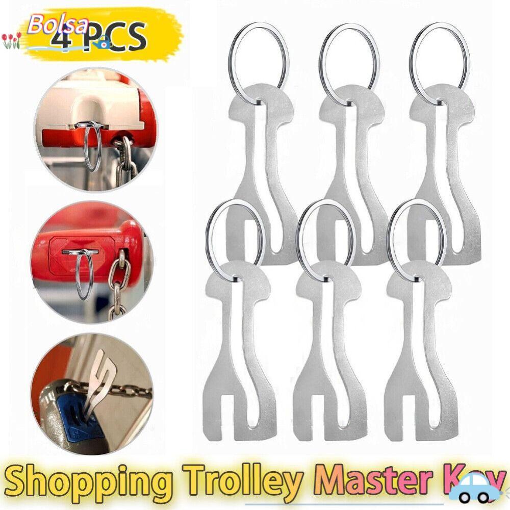 BOLSA Trolley Master Key Token, Metal Detown Shopping Cart Token, กระเป๋าใส่เหรียญแบบใช้ซ้ําได้ที่ทน
