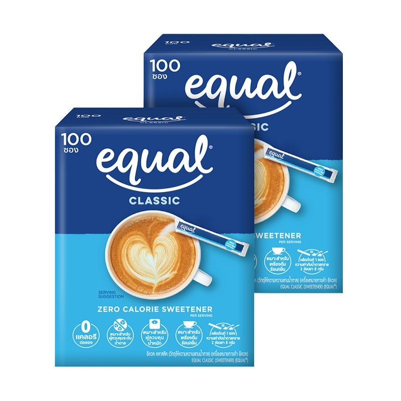 อิควล สารให้ความหวานแทนน้ำตาล 100 ซอง x 2 (EQUAL Zero Calories Sweetener 100 sachets x 2)