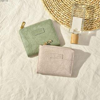 19VJKEPSHOP กระเป๋าซิป, กระเป๋าสตางค์หนังสั้นสีทึบ, กระเป๋าเ…