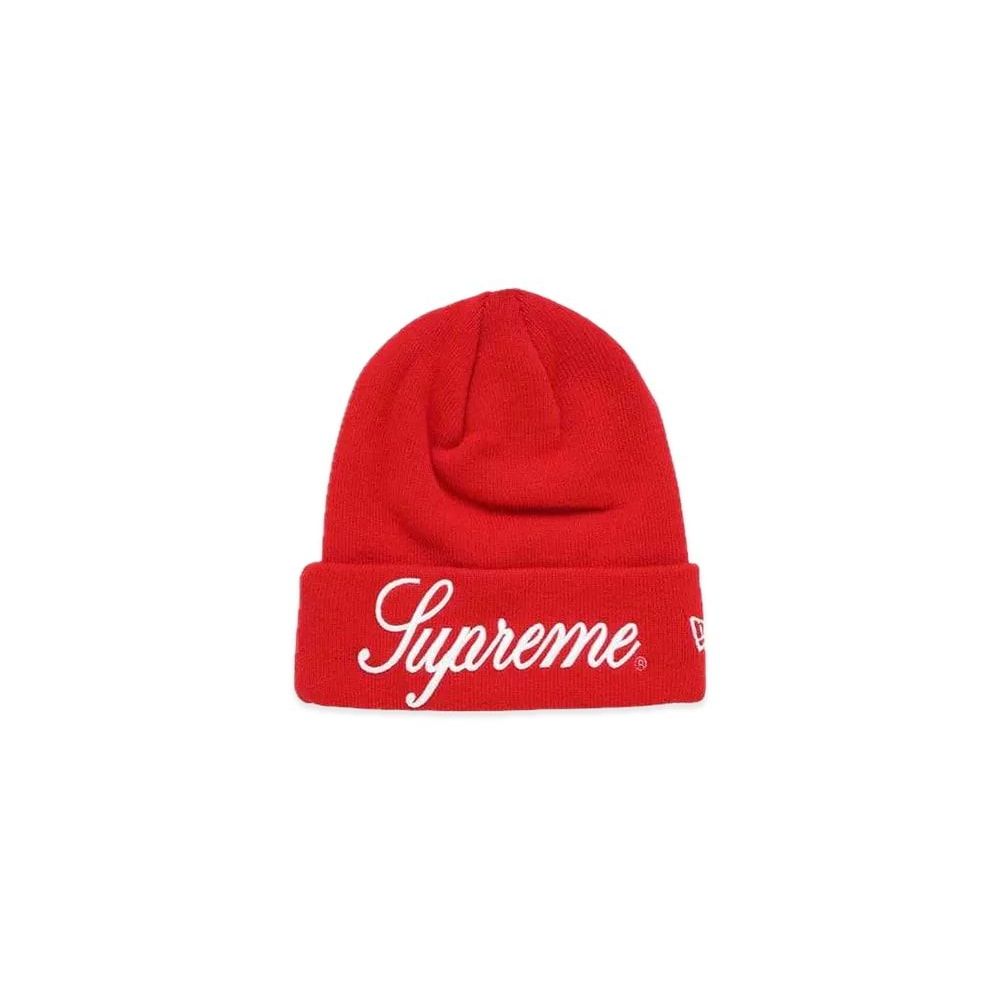 Supreme New Era Script Beanie Red Unused