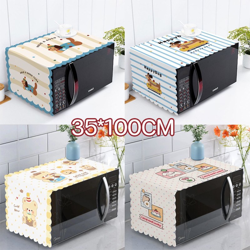 COD ผ้าคลุมไมโครเวฟ 35*100CM ผ้าคลุมเตาไมโครเวฟ กันฝุ่น ป้องกันน้ำมัน กันน้ำ รูปการ์ตูน