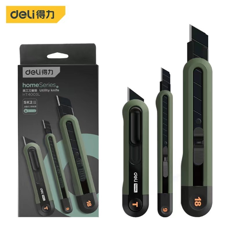 Deli 3pc Set Utility Knife Art Carving Knife Cutter School Suplies Cut Tools Wallpaper Stationery Ex