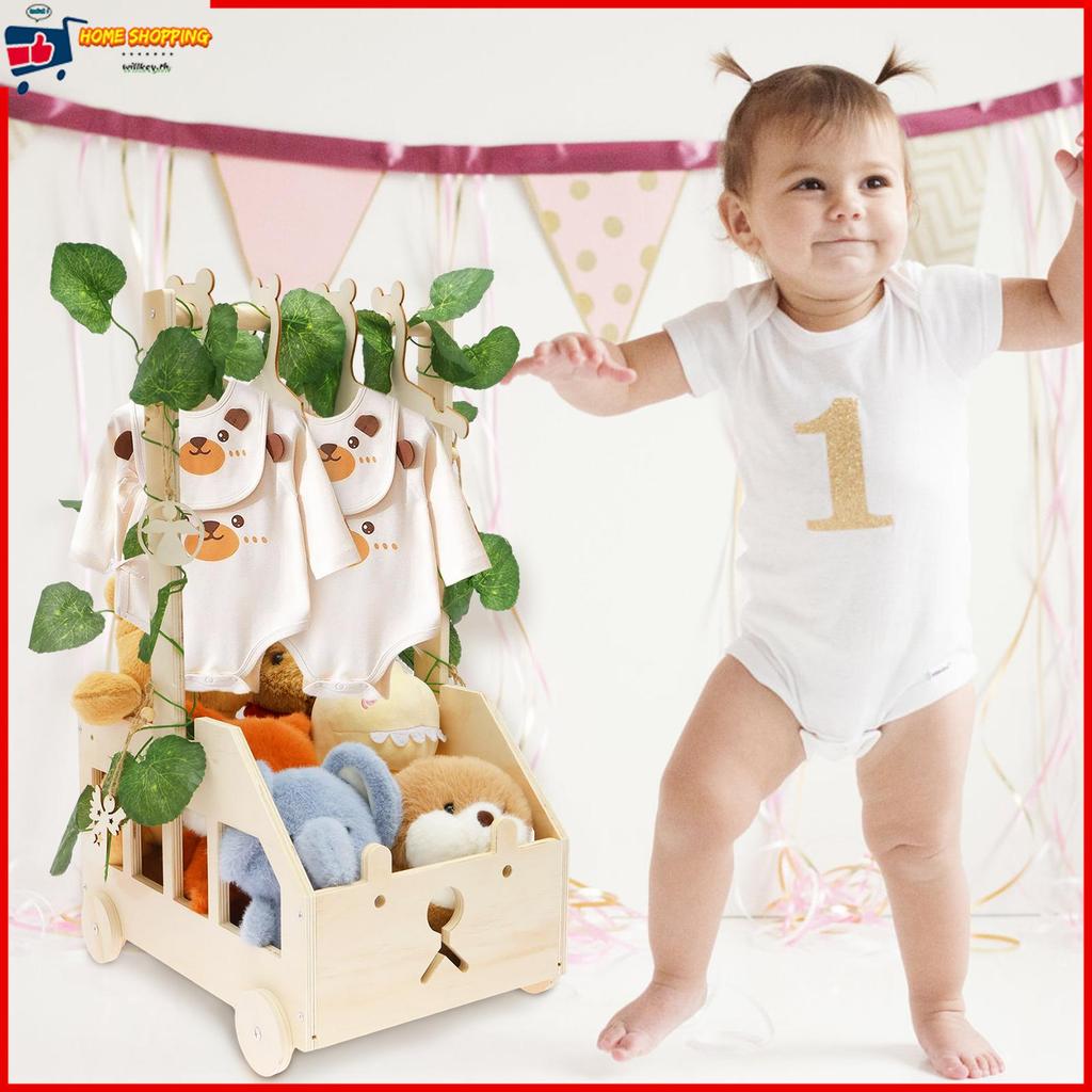 DIY Baby Shower Crate ตู้เสื้อผ้าพร้อมที่จับไม้ที่ไม่ซ้ํากันเด็ก Hamper ตะกร้า Angel Tag Greenery แข