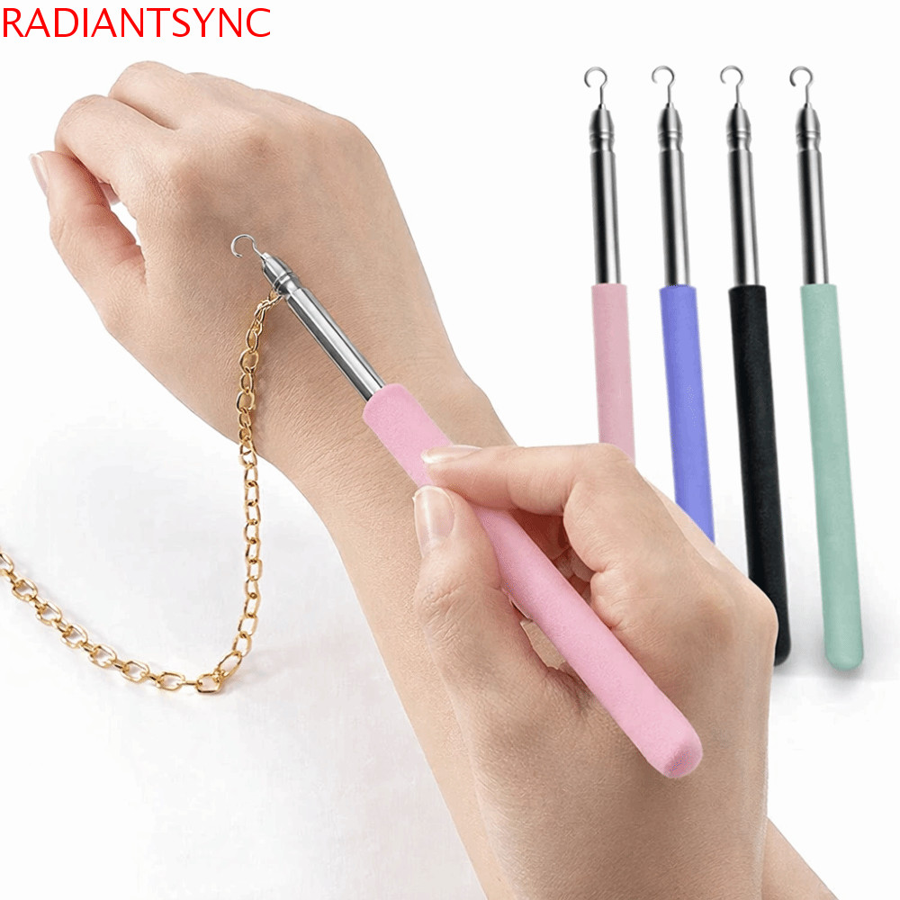 RADIANTSYNC ช่วยสวมสร้อยข้อมือและสร้อยคอมัลติฟังก์ชัน, พับเก็บได้ สะดวกในการสวมใส่ ขนาดเล็ก สีทึบ ประหยัดแรงงาน และสามารถใช้เป็นอุปกรณ์ยึดแขวน