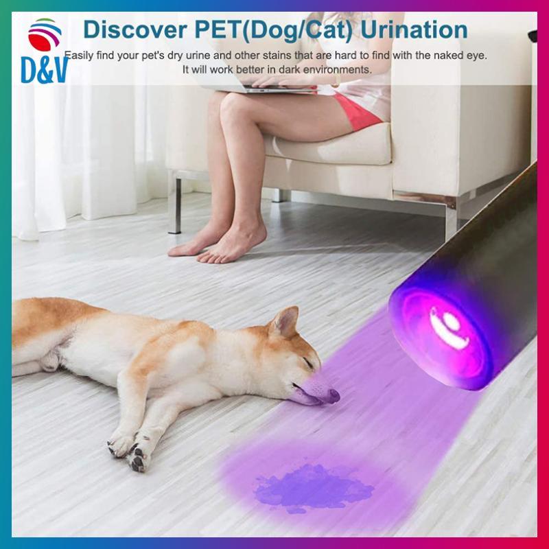 D&V 3W 365nm ไฟฉาย UV ขนาดเล็ก USB ชาร์จไฟฉายสัตว์เลี้ยงปัสสาวะแมว Tinea Money Ore Scorpion หมึกที่ม