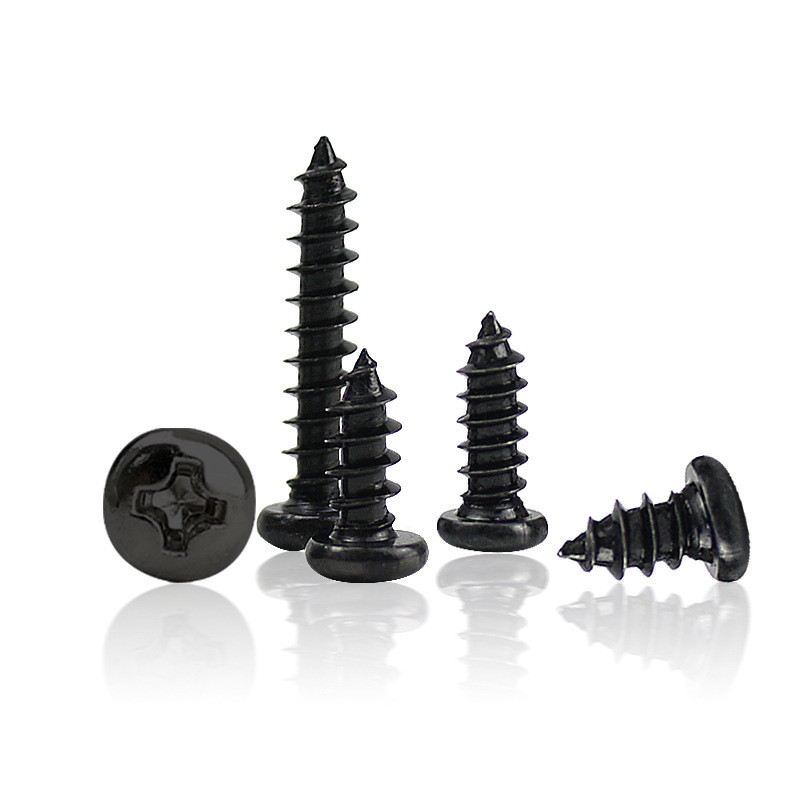 Phillips หัวกลมสกรูแตะตัวเองอิเล็กทรอนิกส์สกรูขนาดเล็ก YB845 สกรูหัวกระทะ PA1M1.7M2M3M4M5M6 สีดํา 4W