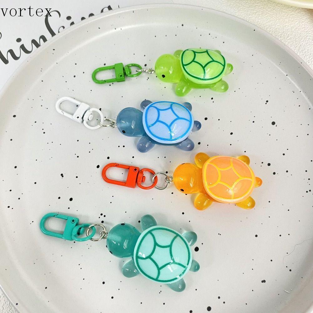 VORTEXG Turtle Keyring, Glow-in-the-dark Sweet Color Turtle Keychain, Portable Cute Vintage Creative