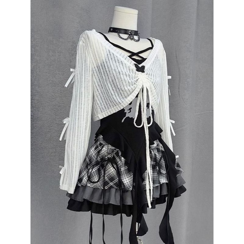 Phantom Butterfly Millennium Ya Culture y2k Hot Girl Butterfly Irregular Ruffled Design กระโปรงสูทสา
