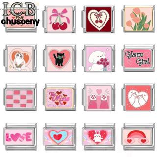 ฐานเงินชุดสีชมพูเสน่ห์อิตาลีลิงค์พอดี9มิลลิเมตรสร้อยข้อมือทํ…