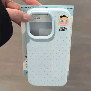 เคสไอโฟน เคส iPhone 17/17 Pro/17 Pro Max 16 15 14 13 12 11 สีเดียวอินทิเกรต ลายจุด Crybaby หลายสี – ทนทานไม่หายสี