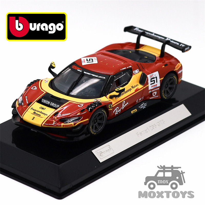 Bburago 1:43 Racing 296 GT3 2025 #51 รถโมเดลDiecast สีแดง