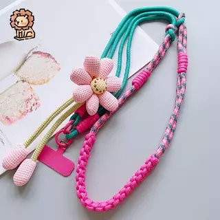 สายคล้องโทรศัพท์ถักลายดอกไม้ สีสันสดใส สไตล์มินิมอล ใส่ได้ทั้งคล้องคอและสะพายข้าง แมทช์เสื้อผ้าได้ทุกชุด