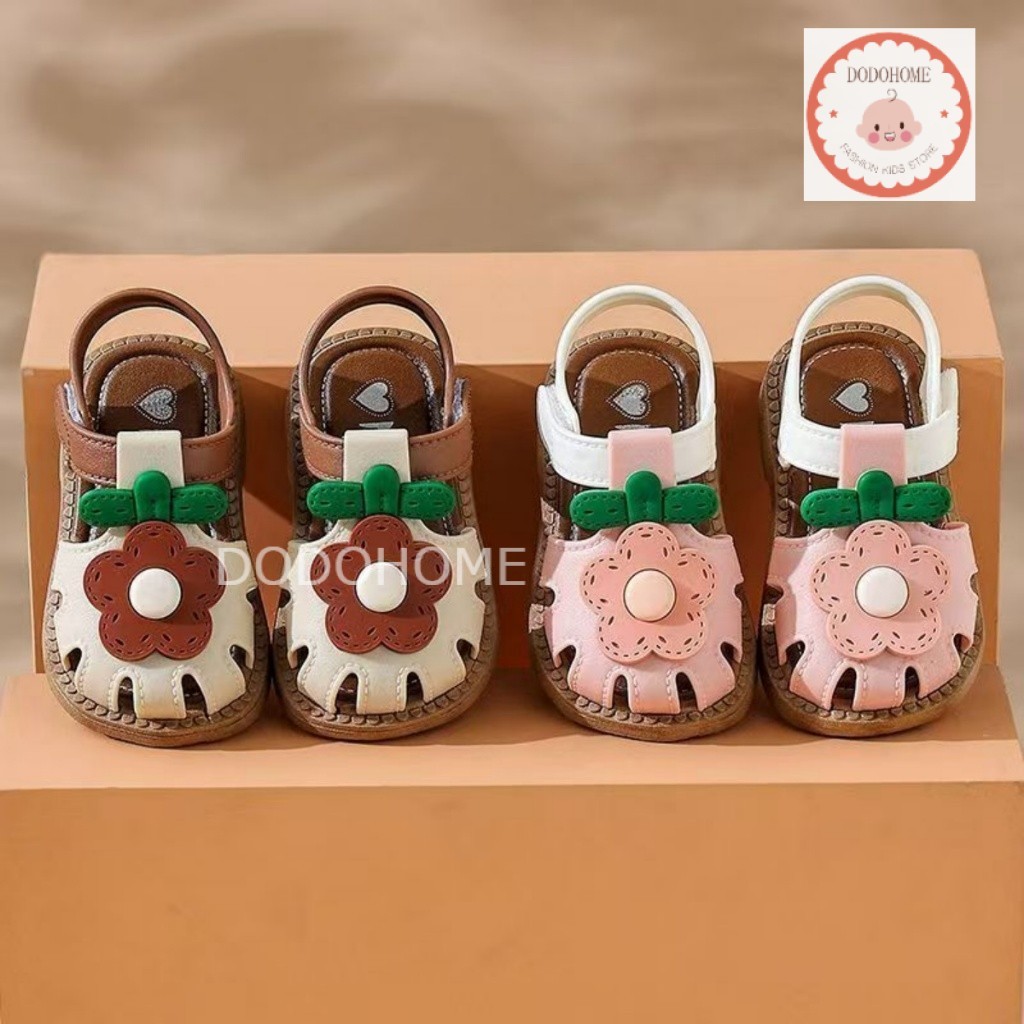 พร้อมส่ง รองเท้าเด็ก รองเท้าเด็กเล็กดอกไม้น่ารัก เปิดหน้าเท้า สไตล์มินิมอล
