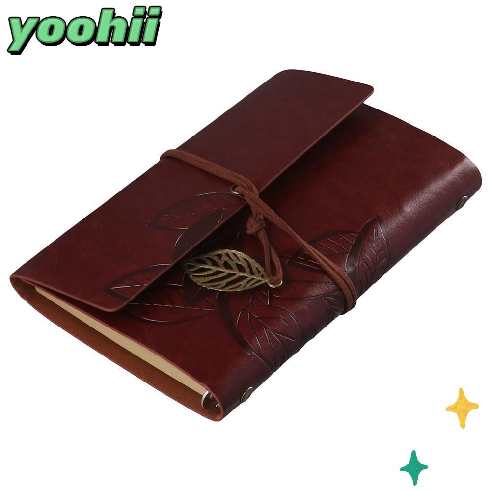 YOOHII Travelers Notebook, Leaf PU Leather Journal Sketchbook, Creative Hand Account Book Home