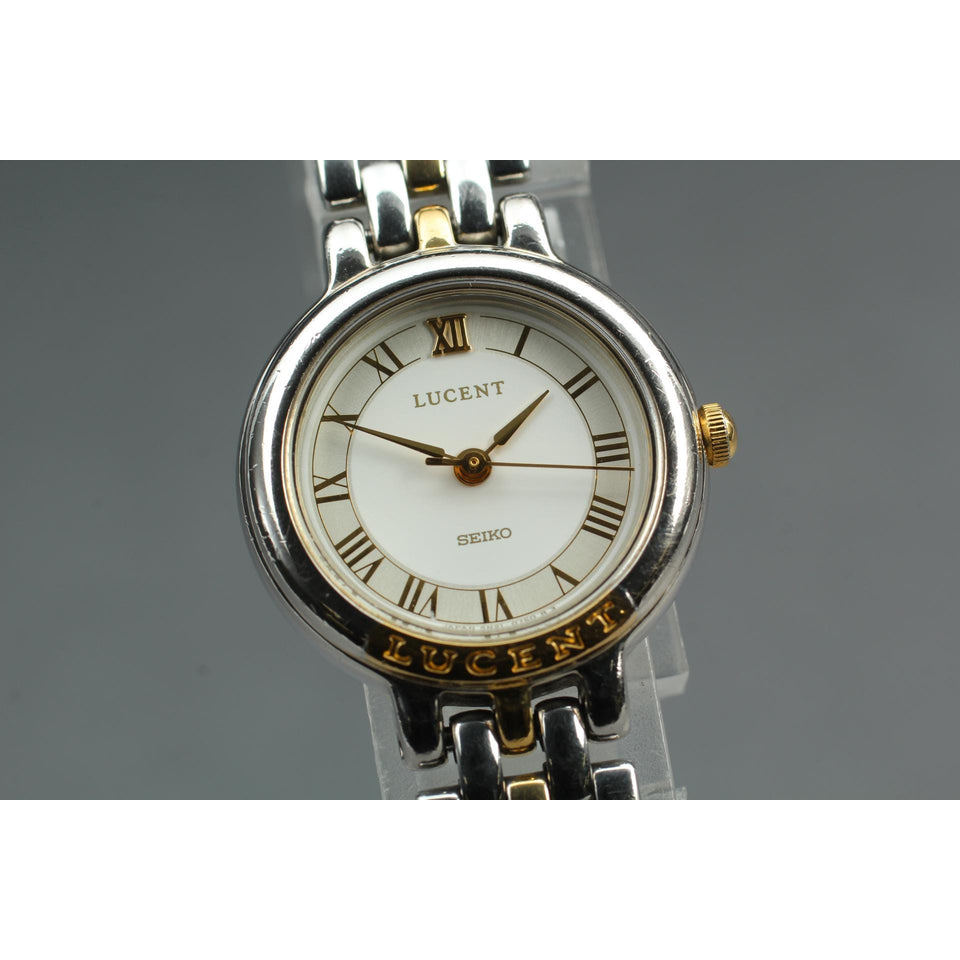 Vintage 1993Near MINT* Seiko Lucent 4N21-035A Silver Roman 22mm Qz Ladies Watch