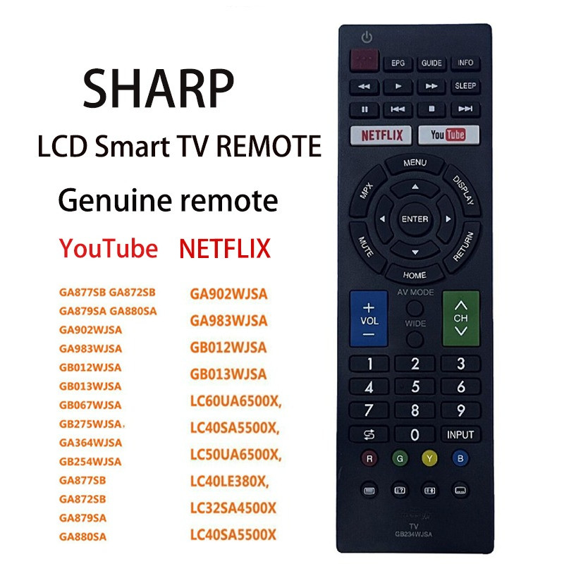 ของแท้ Remote รีโมททีวี SHARP LED LCD TV รีโมท  4K 2K UHD Android TV GB234WJSA RM-L1346 GA877SB GA872SB GA879SA GA880SA GA902WJSA GA983WJSA GB012WJSA GB013WJSA GB067WJSA GB275WJSA，GA364WJSA GB254WJSA，GA877SB GA872SB GA879SA