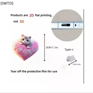 [SWTD] อะคริลิคโทรศัพท์ปลั๊กฝุ่นจี้ 2D จี้แบนเหมาะสําหรับ IPhone/Type-C Universal อุปกรณ์เสริมโทรศัพท์ null
