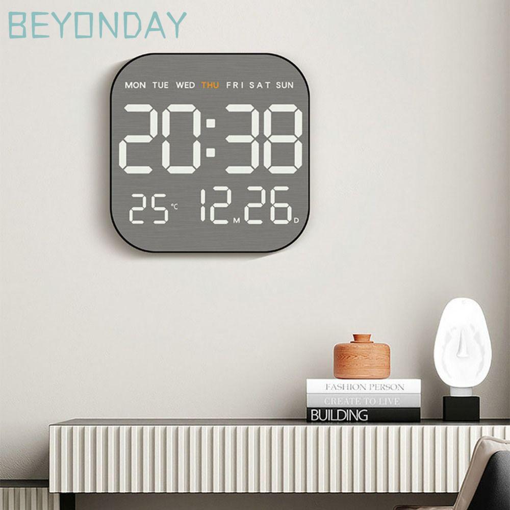 BEYONDAY นาฬิกาแขวนอิเล็กทรอนิกส์,นาฬิกา LED ดิจิตอล 12/24H อเนกประสงค์,DST ABS Snooze Display นาฬิกาตั้งโต๊ะห้องนอน