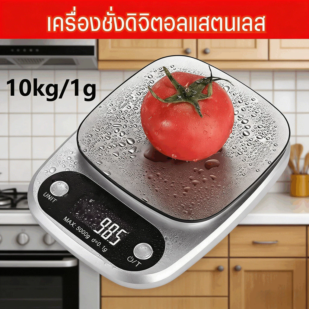 🔥จัดส่งภายใน 24 ชั่วโมง🔥เครื่องชั่งดิจิตอล แสตนเลสแท้ ใหม่10กิโล/ชั่งได้4หน่วยตวง ตาชั่งดิจิตอล เครื่องชั่งอาหาร