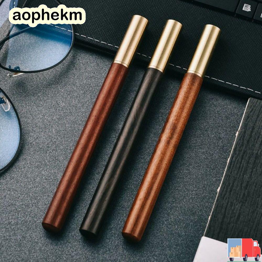 AOPHEKM Fountain Pen, Business Students Ballpoint Pen, Durable Wood Body Brass Writing Tools Student