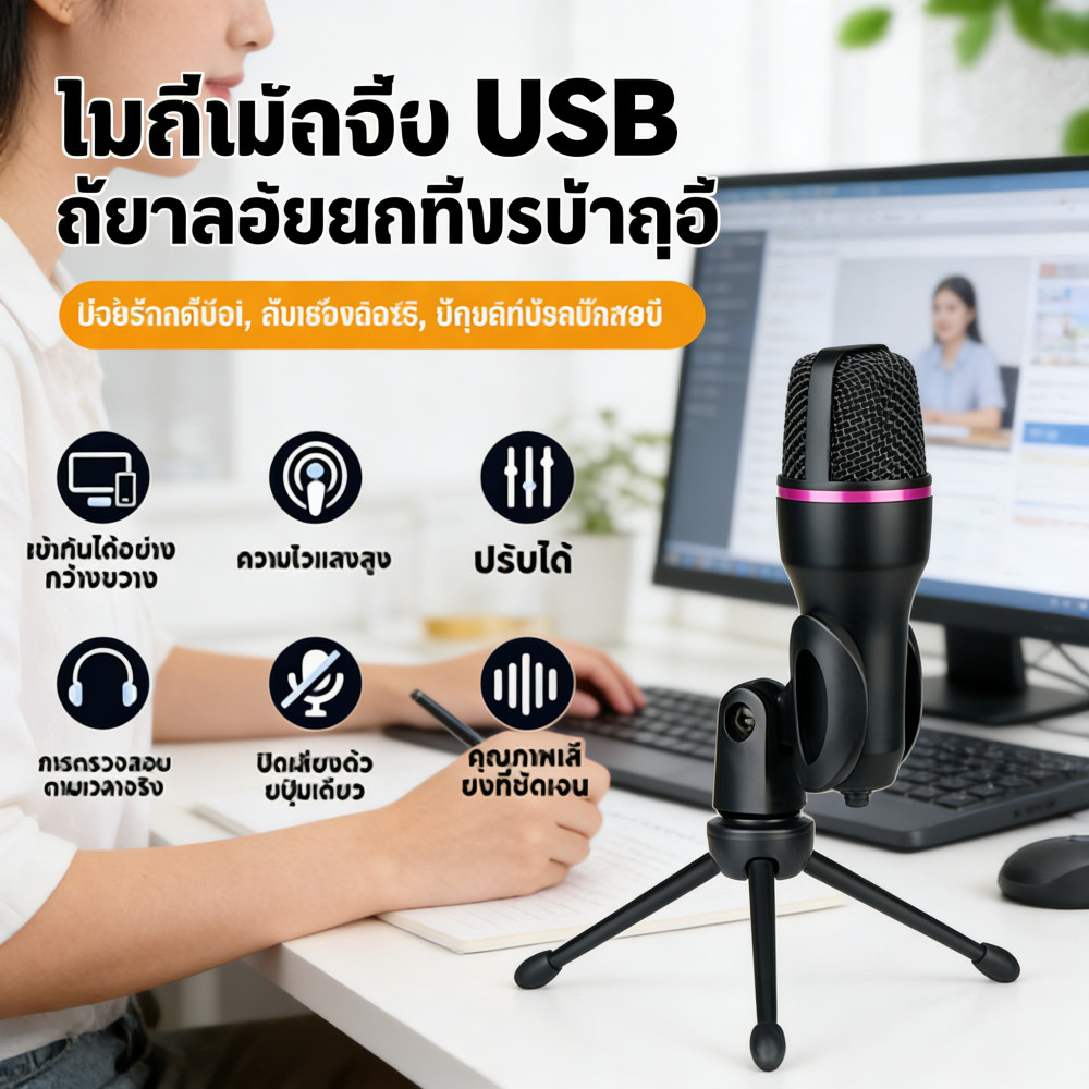 ราคาถูก LIVE MIC ไมโครโฟนตั้งโต๊ะ ไมค์ร้องเพลง ไมค์อัดเสียง ME4 USBไมค์ไลฟ์สด คอมพิวเตอร์