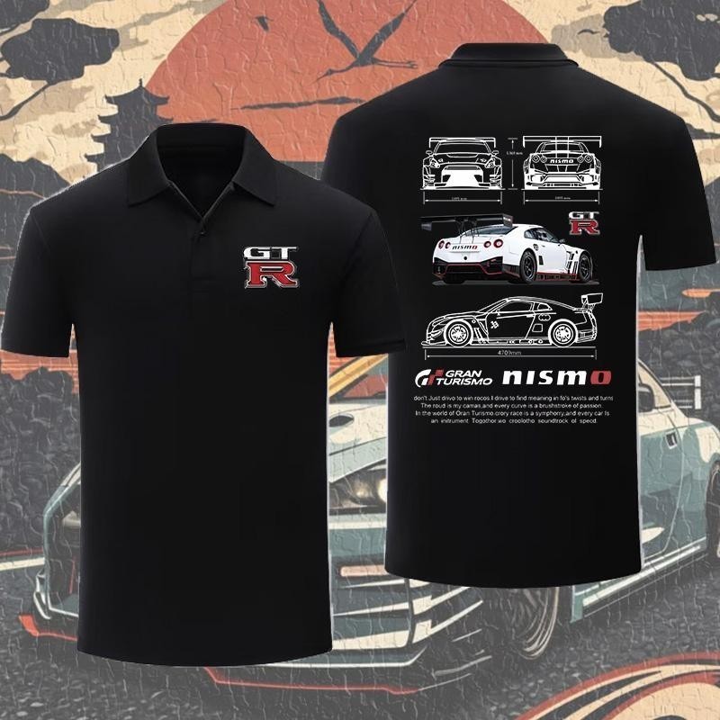 เสื้อโปโล Nissan GTR Nissan Polo Shirt GTR Nismo Polo R35 R32 Fashion Sports Cotton T-Shirt M-3XL S-