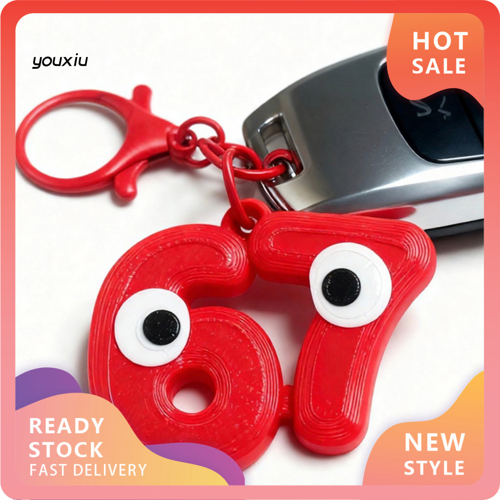 YX Joke พวงกุญแจของขวัญ Internet Meme อุปกรณ์เสริมพวงกุญแจตลก 67 Meme Joke พวงกุญแจตัวอักษรแหวนโลหะท