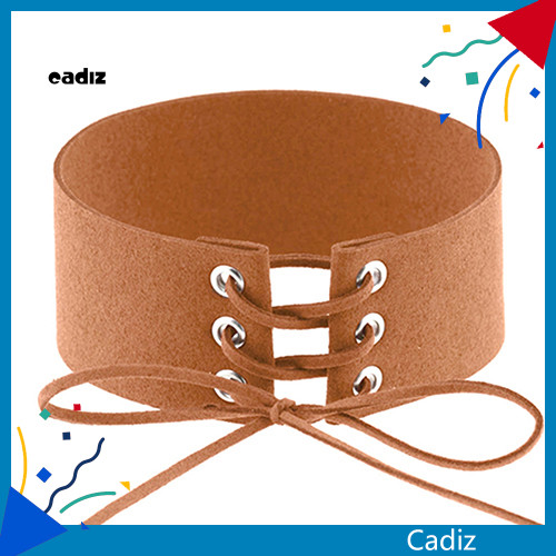CADI Retro ผู้หญิง Gothic Faux Suede Choker สร้อยคอคอกว้างเครื่องประดับ