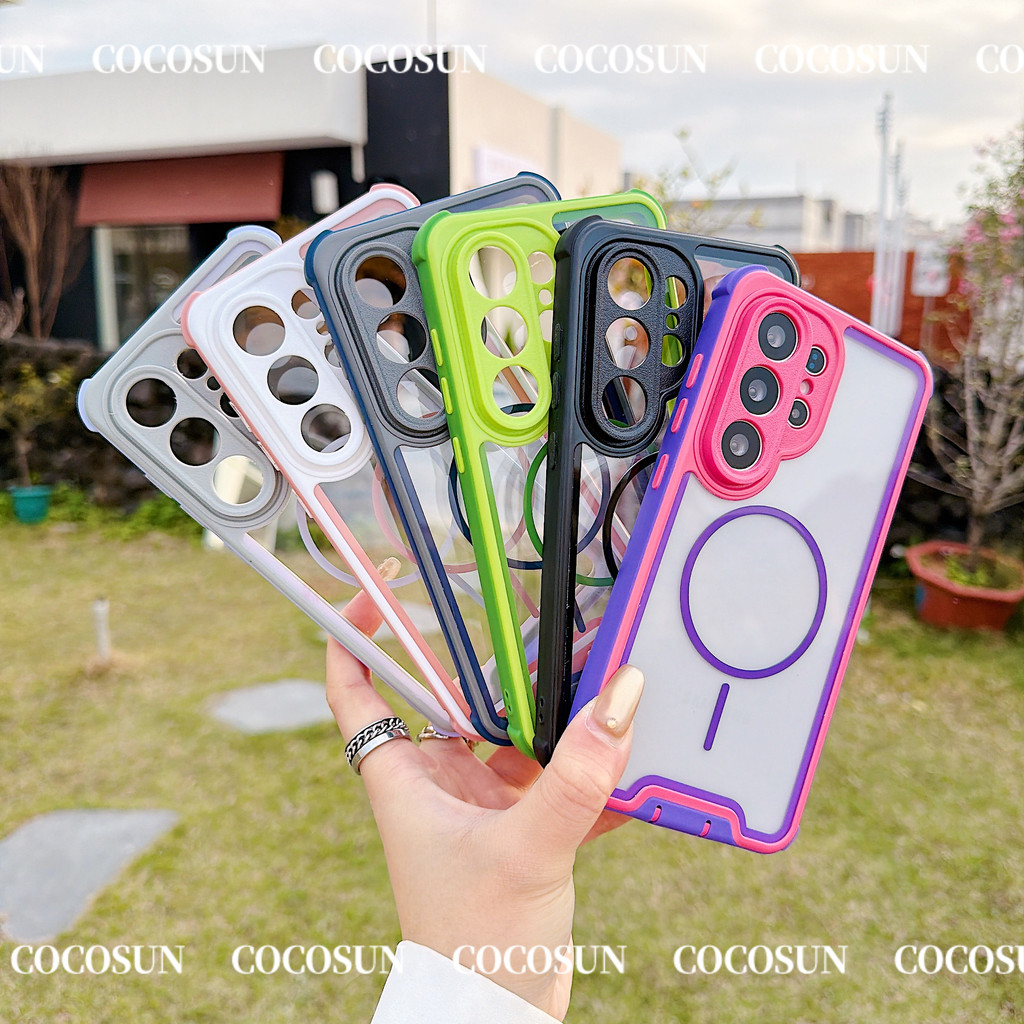 เคสซัมซุง สีพาสเทล แม่เหล็ก เคสใส กันกระแทก สำหรับ S26 Ultra 25 24 plus 23 เปลือกเกราะยานอวกาศ