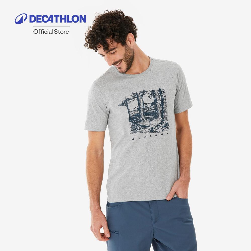 Decathlon Men'S T-Shirt Black - Nh100 เสื้อยืดเดินป่าสำหรับผู้ชาย รุ่น Nh100 - Grey