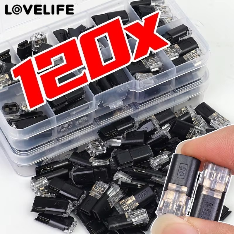 [AUTO & 3C]60/120 ชิ้น D2 ขั้วต่อสายไฟรถยนต์ Quick Splice Crimp Terminal 2 ทางการเชื่อมต่อสายไฟไม่มีการเชื่อมสําหรับ Auto Moto ไฟ LED