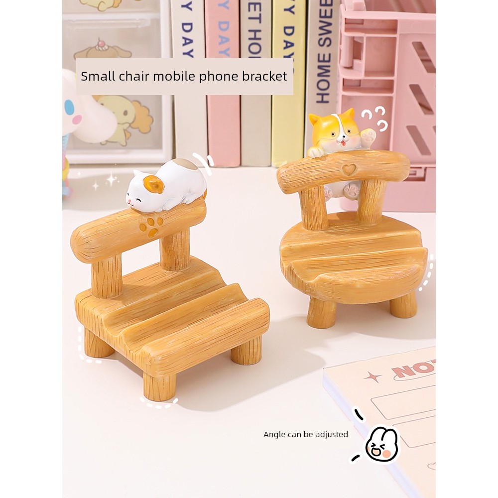 ผู้ถือโทรศัพท์น่ารัก litem desktop holder แมวเก้าอี้ขาตั้งมือถือ ขาตั้งเดสก์ทอปน่ารักโต๊ะสํานักงานชั