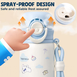 [สแตนเลส 316] กระติกน้ําเด็ก 500ml ดื่มได้ 2 แบบ (มีหลอดในตัว) กันน้ํารั่ว 360° ล็อกอุณหภูมินาน 12ชม. พกพาสะดวก - HoneyLion
