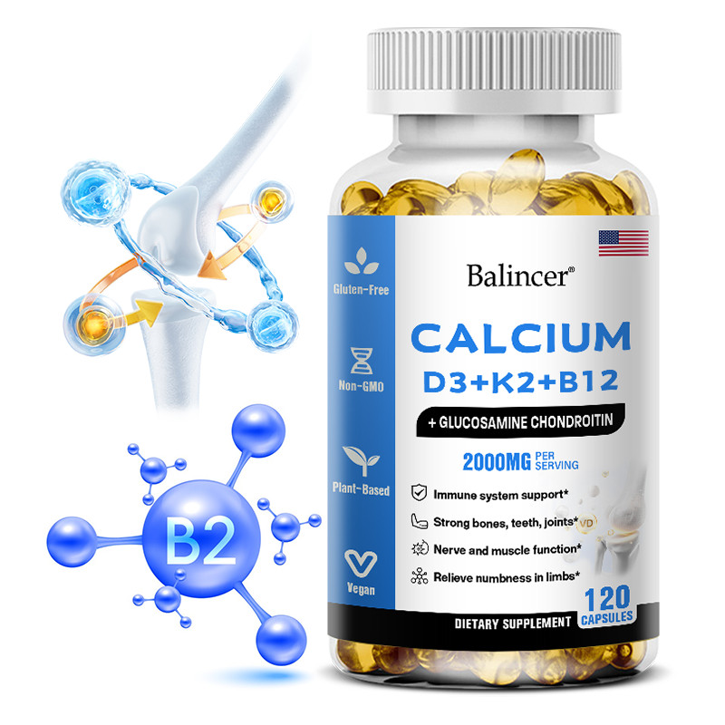 Balincer Vitamin D3 + K2 + B12 2000mg แคปซูลใช้สําหรับกระดูกและข้อ เสริมแคลเซียม เสริมสุขภาพภูมิคุ้ม