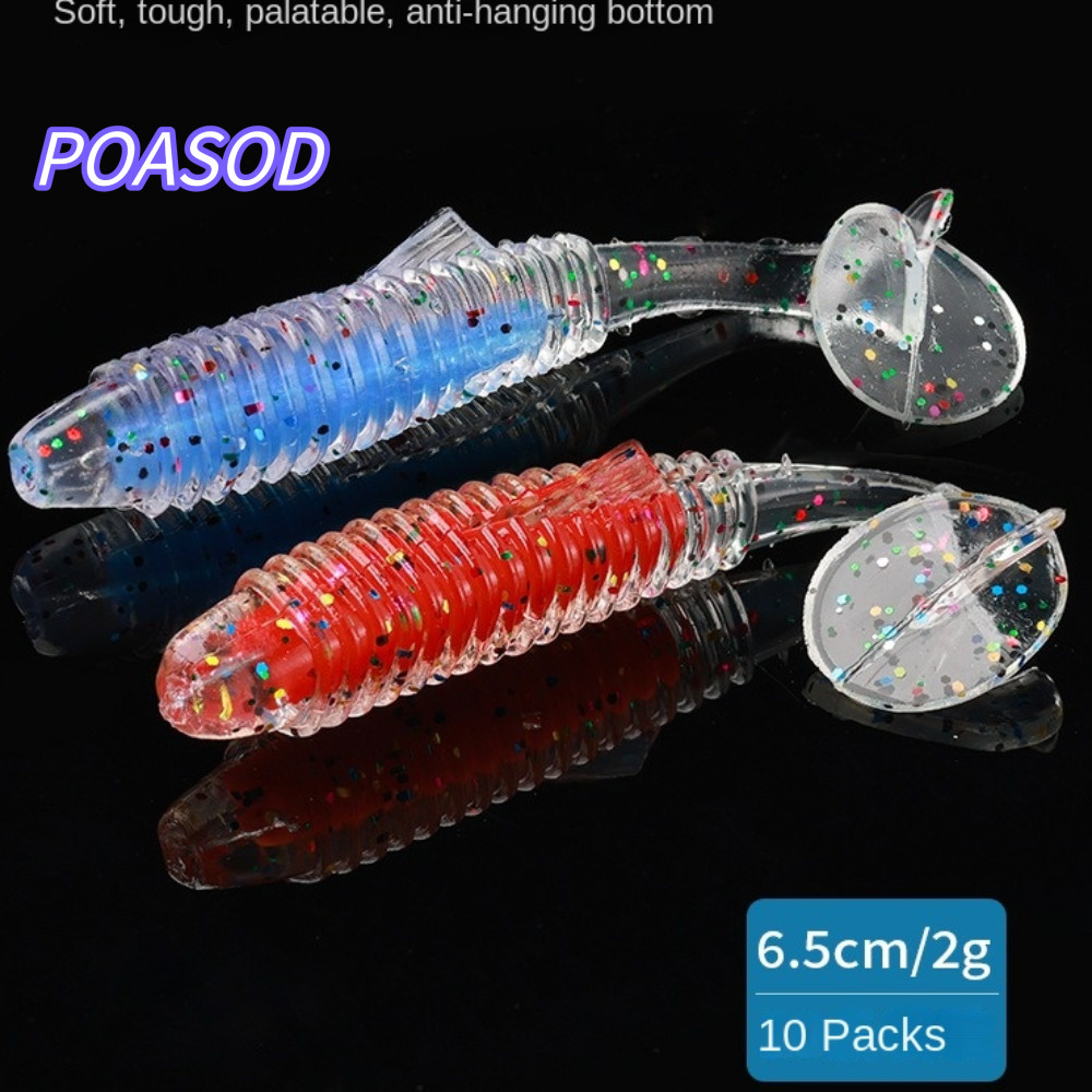 MAYSHOW 10 ชิ้น Soft Lure, 6.5 ซม.2g Paddle Tail ซิลิโคนหนอนเหยื่อ, 2025 วัสดุนุ่ม Ribbed Texture Wo