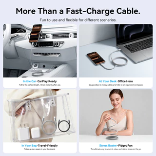 Vention สายชาร์จแม่เหล็ก USB-C 240W PD3.1 PPS ชาร์จเร็วพิเศษ ชิป E-Marker ของแท้ สายถักทนทาน ไม่พันกัน เก็บสะดวก รองรับ iPhone 17 และ MacBook ทุกรุ่น