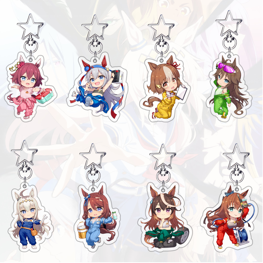 อะนิเมะ Uma Musume สวย Derby Cinderella สีเทาพวงกุญแจจี้รถอะคริลิค Oguri หมวก Tamamo Cross คอสเพลย์แฟน