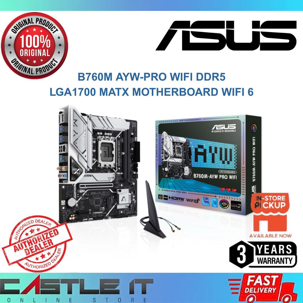 ASUS B760M AYW-PRO WIFI DDR5 LGA1700 mATX เมนบอร์ด WIFI 6