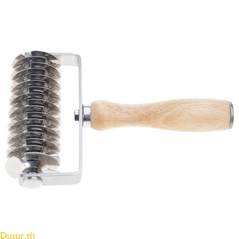 Dusur สแตนเลสขนมปัง Pastry Lattice Roller Cutter พิซซ่าคุกกี้ Dough Roller Lattice ในครัวเรือน Bakin