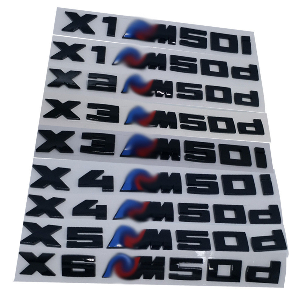 ดัดแปลงสติ๊กเกอร์โลโก้รถด้านหลังหางโลโก้สีดําสดใส M โลโก้เหมาะสําหรับ BMW/BMW X5M50D X6M50D X4M50D โ
