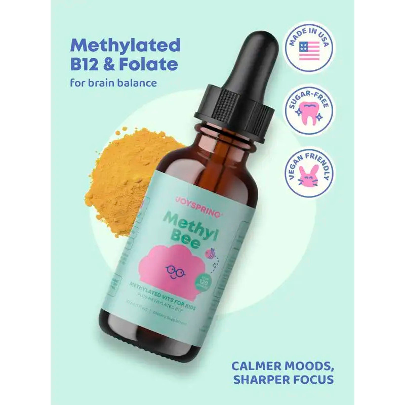 JoySpring MethylBee B Complex พร้อมวิตามิน B6 B12 & Methylated Folate 5-MTHF 120 เสิร์ฟอาหารสําหรับเ