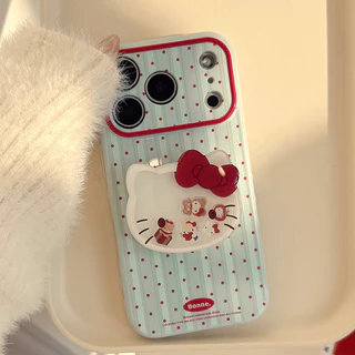 น่ารักการ์ตูน KT แมวเคสโทรศัพท์สําหรับ IPhone 17 PRO MAX 16 15 14 13 12 11 PRO MAX 3D Love Heart ถุงลมนิรภัยกันกระแทกกันชน Soft TPU ปกหลังพร้อมตุ๊กตาผู้ถือขาตั้ง